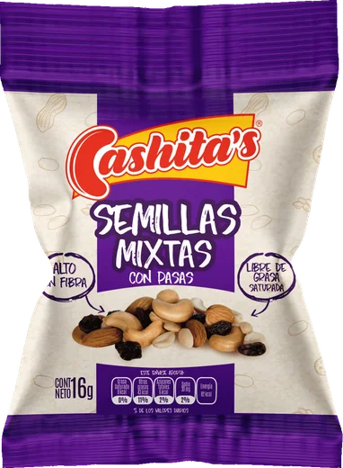 Empaque de Semillas mixtas con pasas Cashitas